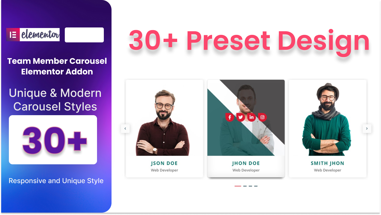 Team Member Carousel Addon For Elementor​